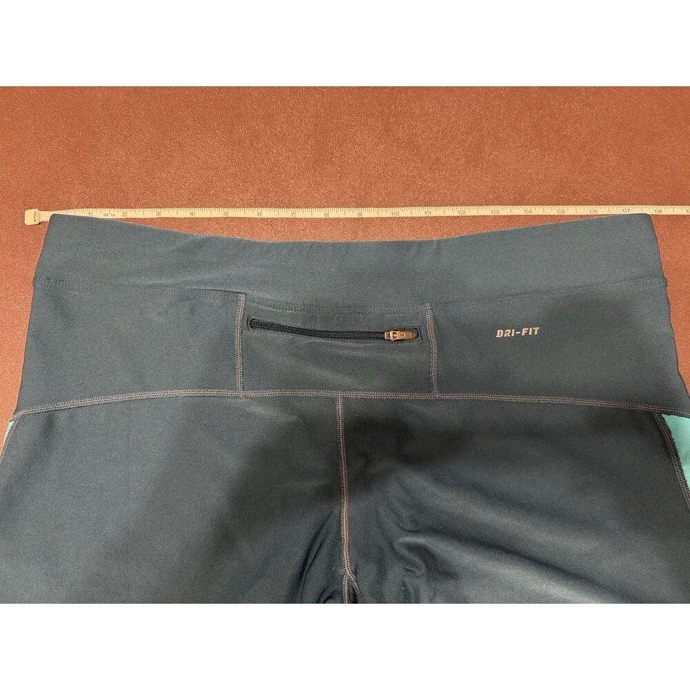 Nike Dri-Fit Capri Leggings Women's 1X Stretchy Calf-Length Two-Toned Teal